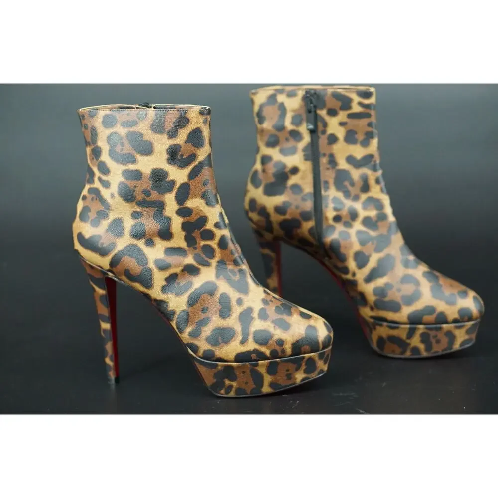 Christian Louboutin Bianca Bootie Size 39 NIB $1295 Leopard 120MM Platform